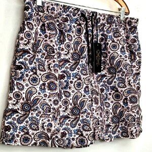 NWT - Bellivera Men's Floral/Paisley Mesh Lined Swim Trunks - Size Medium